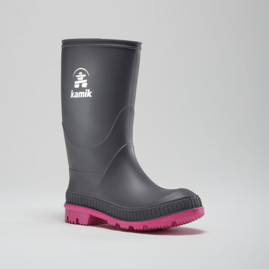 Charcoal/Magenta : Stomp Kids' Rain Boots