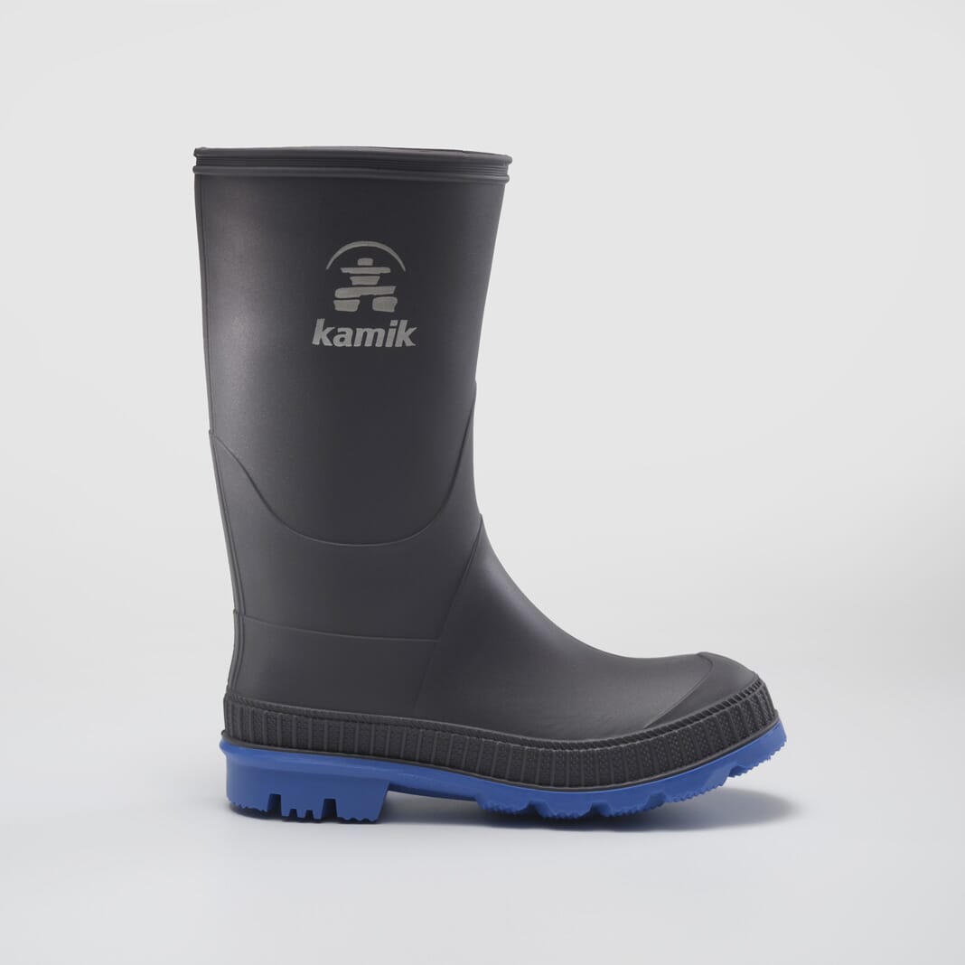 Charcoal-Blue : Stomp Kids' Rain Boots - Side View