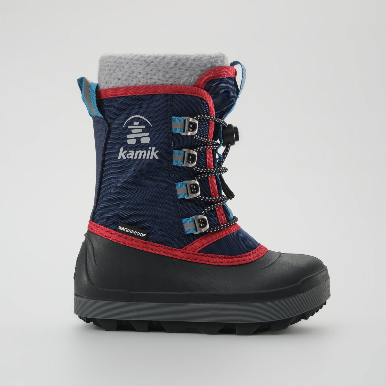 Navy : Cascade Kids Winter Boots - Side View