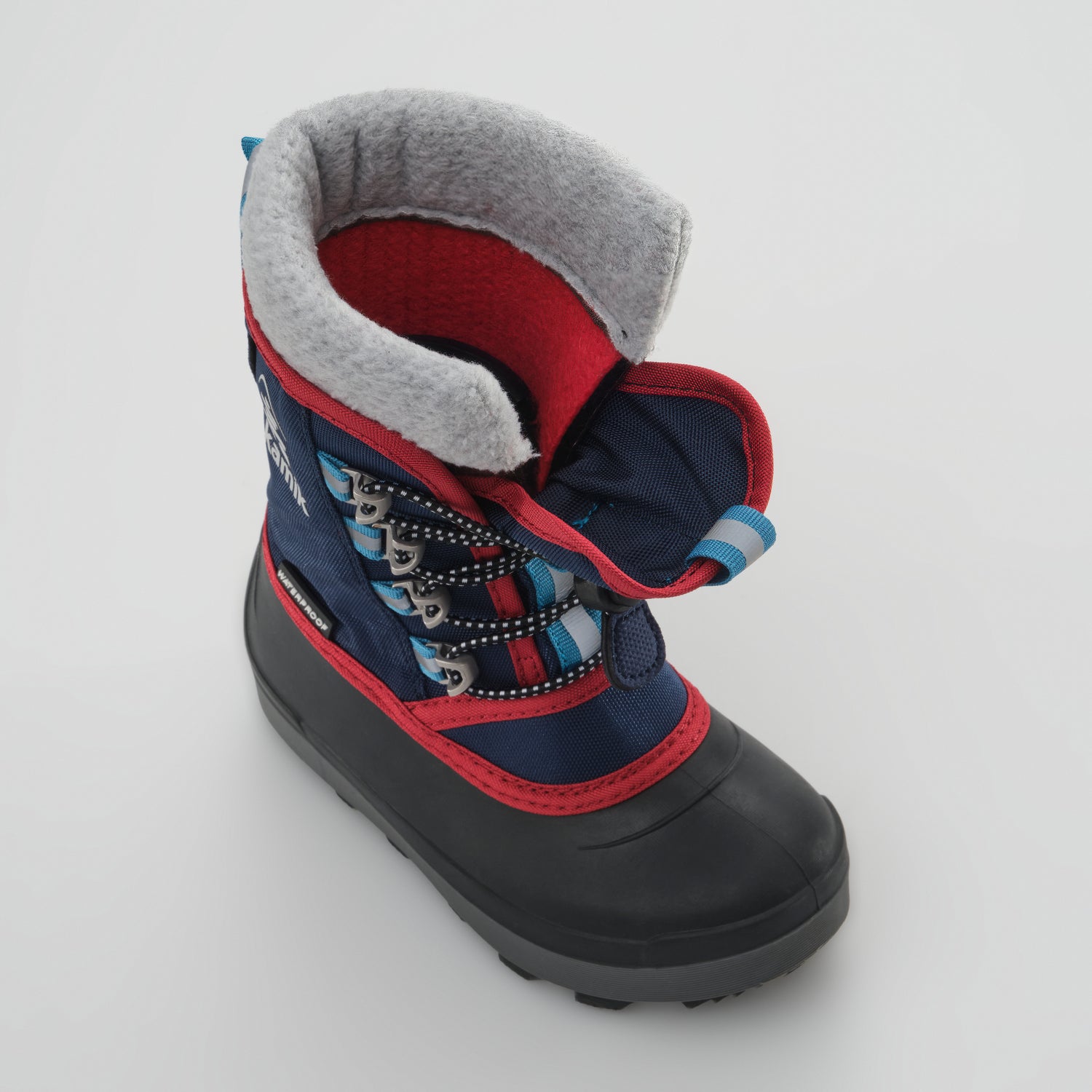 Navy : Cascade Kids Winter Boots - Three-Quarter Top View