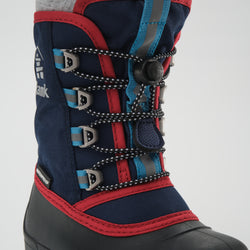 Navy : Cascade Kids Winter Boots - Laces View