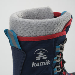 Navy : Cascade Kids Winter Boots - Close-up Top View