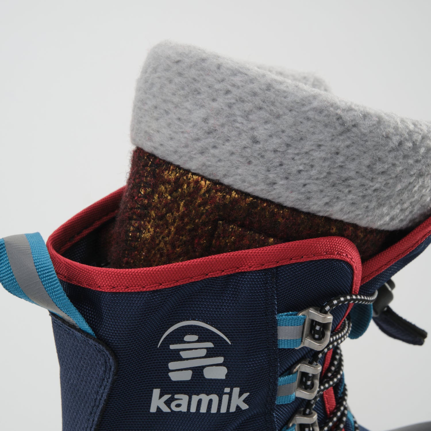 Navy : Cascade Kids Winter Boots - Liner View