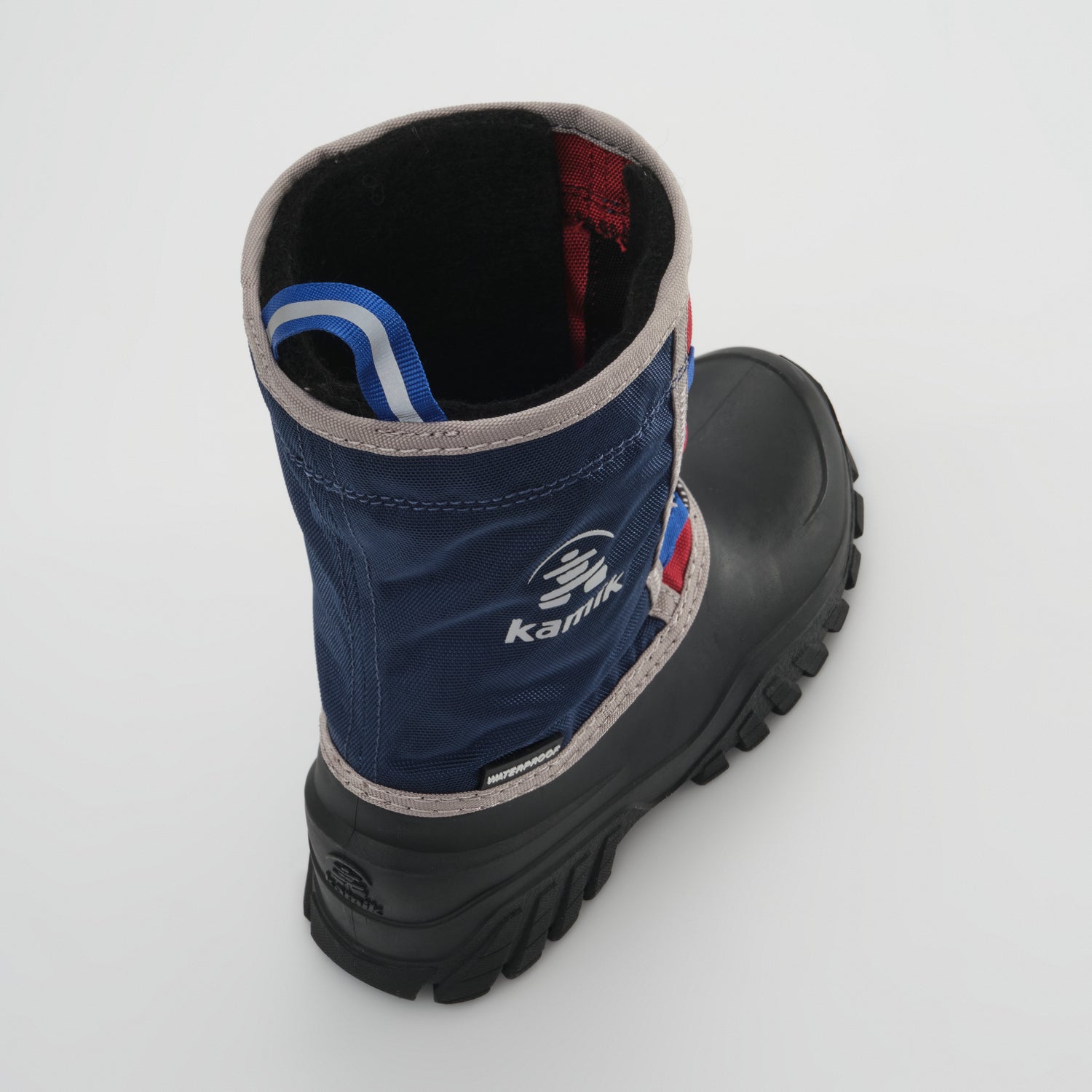 Navy-Red : Freezie Kids Winter Boots - Three-Quarter Top View