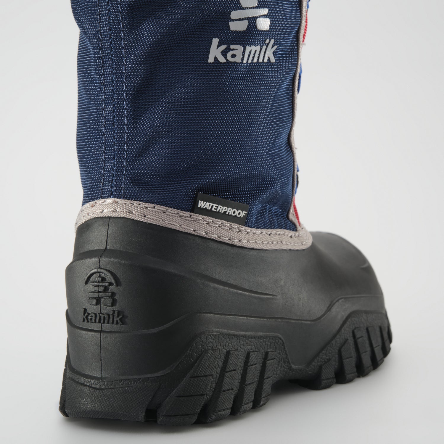 Navy-Red : Freezie Kids Winter Boots - Close-up Back View