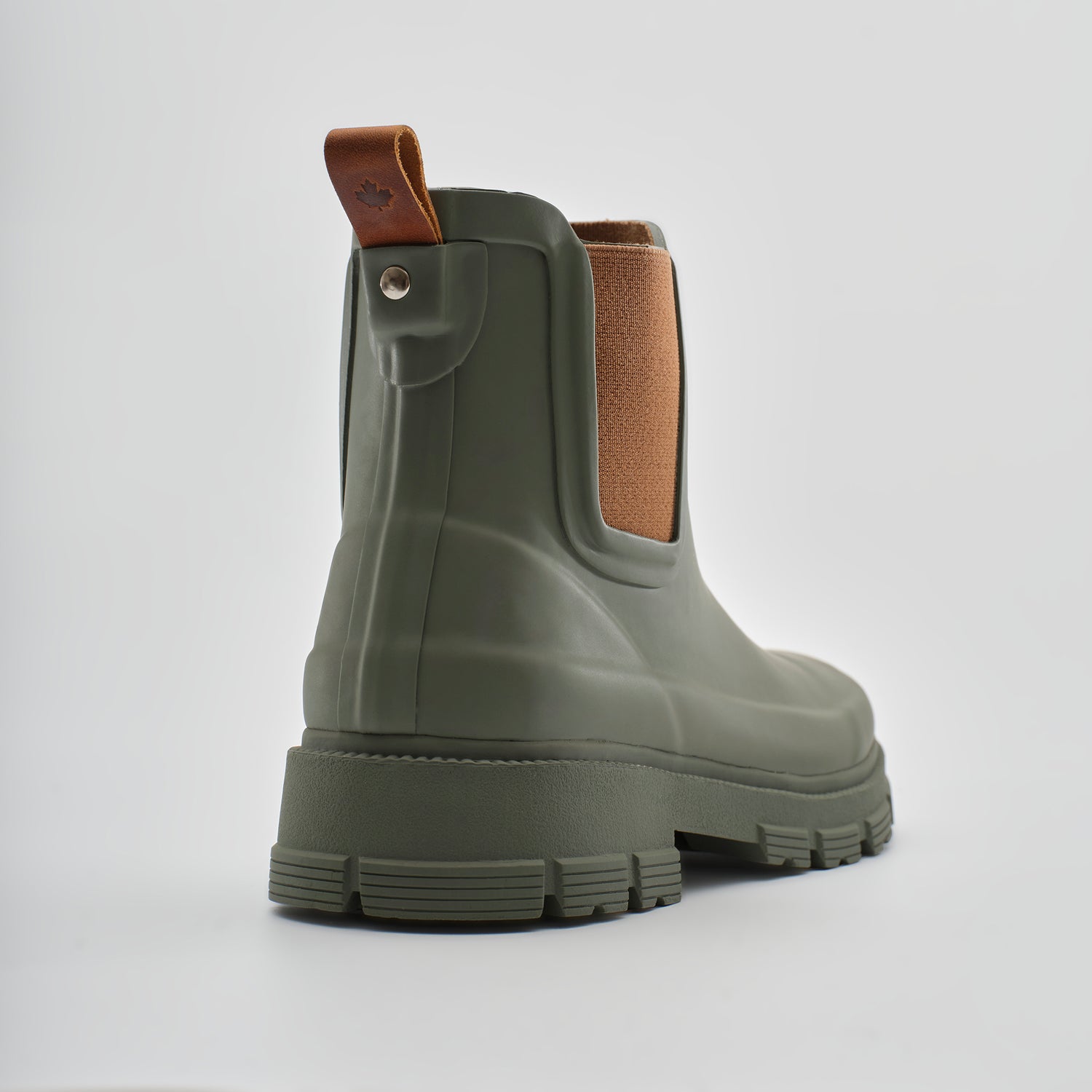 Khaki : Hailee Women's Rain Boots - Three-Quarter Back View