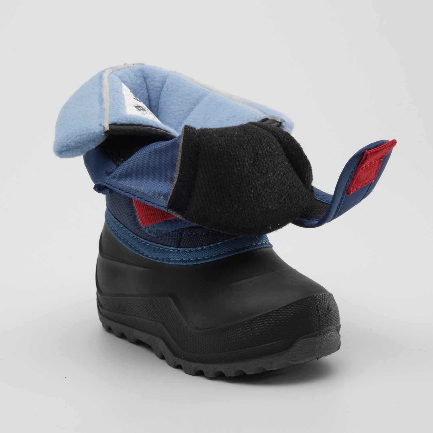 Light Navy : Hibou Toddlers Winter Boots - Open Three-Quarter View