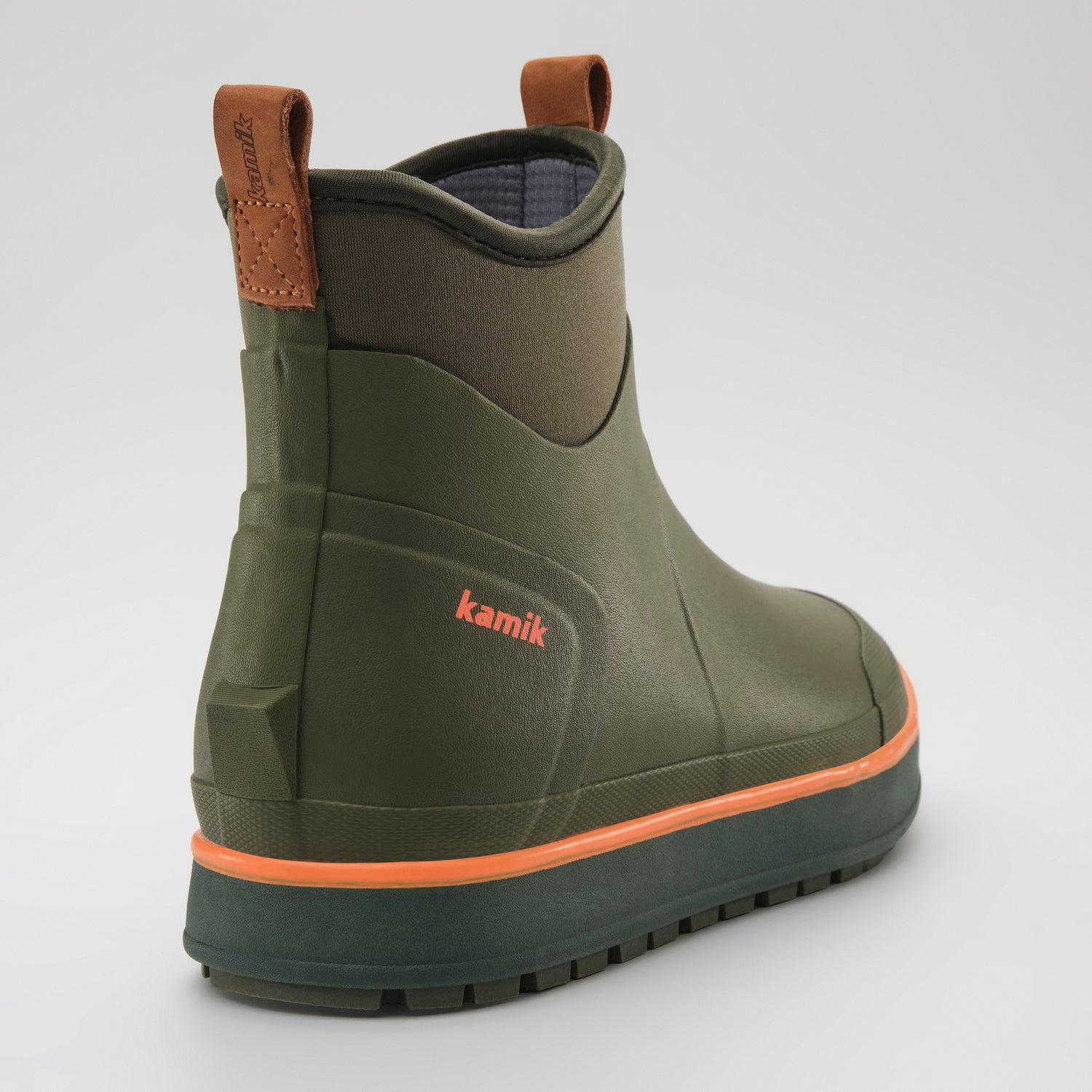 Dark Olive : Lowtide Men's Rain Boots - Three-Quarter Back View