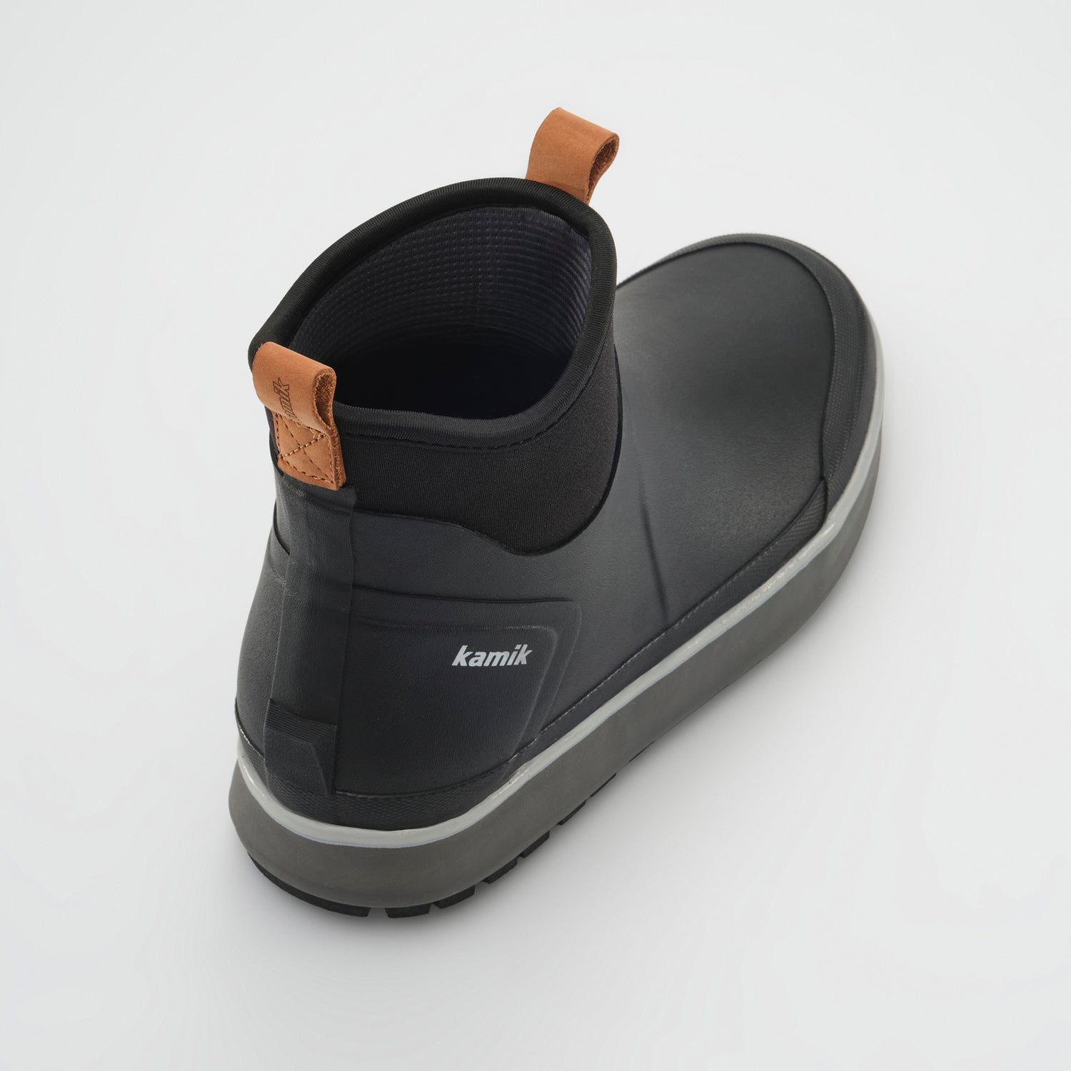 Black : Lowtide Men's Rain Boots - Three-Quarter Back View