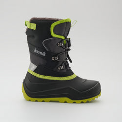 Charcoal-Lime : Luke EZ Kids Winter Boots - Side View