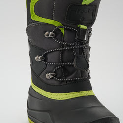 Charcoal-Lime : Luke EZ Kids Winter Boots - Laces View