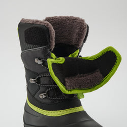 Charcoal-Lime : Luke EZ Kids Winter Boots - EZ-ON-OFF View