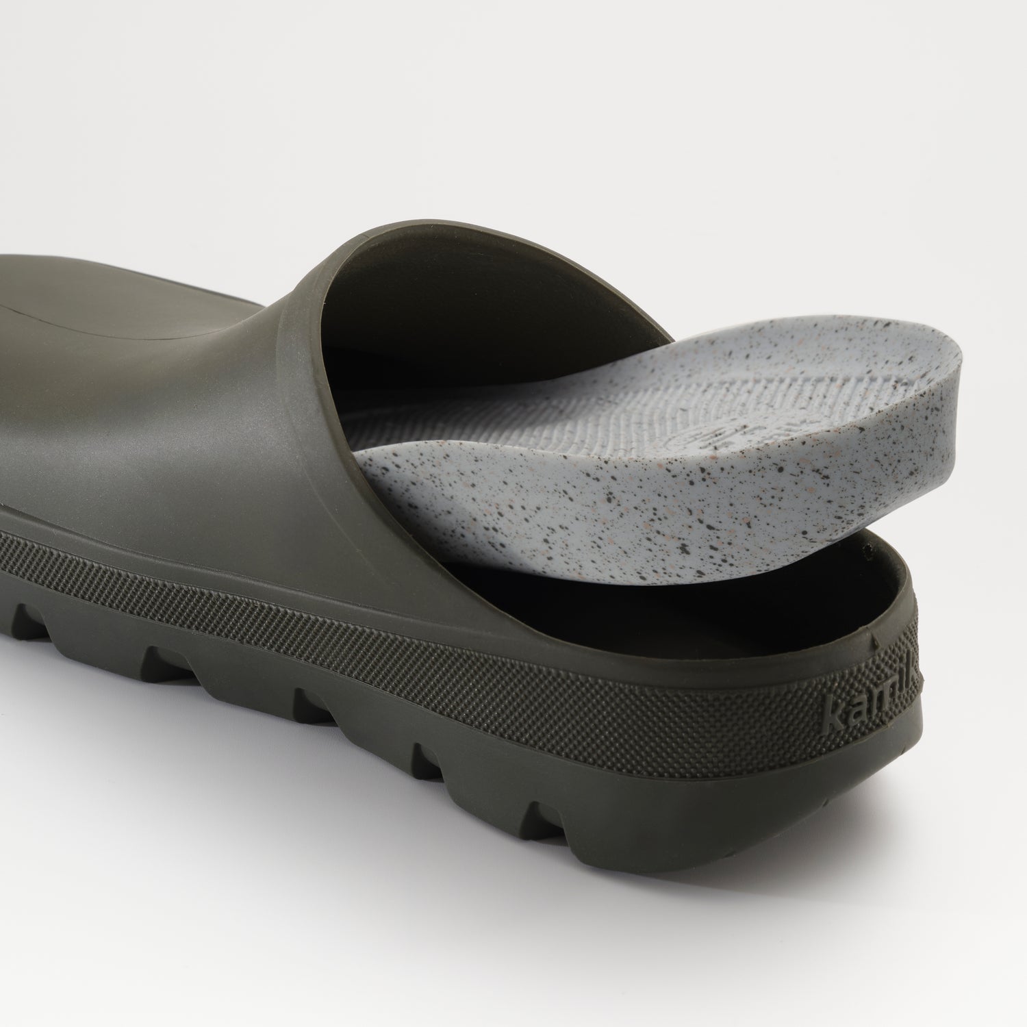 Dark Olive : Nova Unisex Waterproof Clogs - Insole View