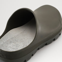 Dark Olive : Nova Unisex Waterproof Clogs - Three-Quarter Back View