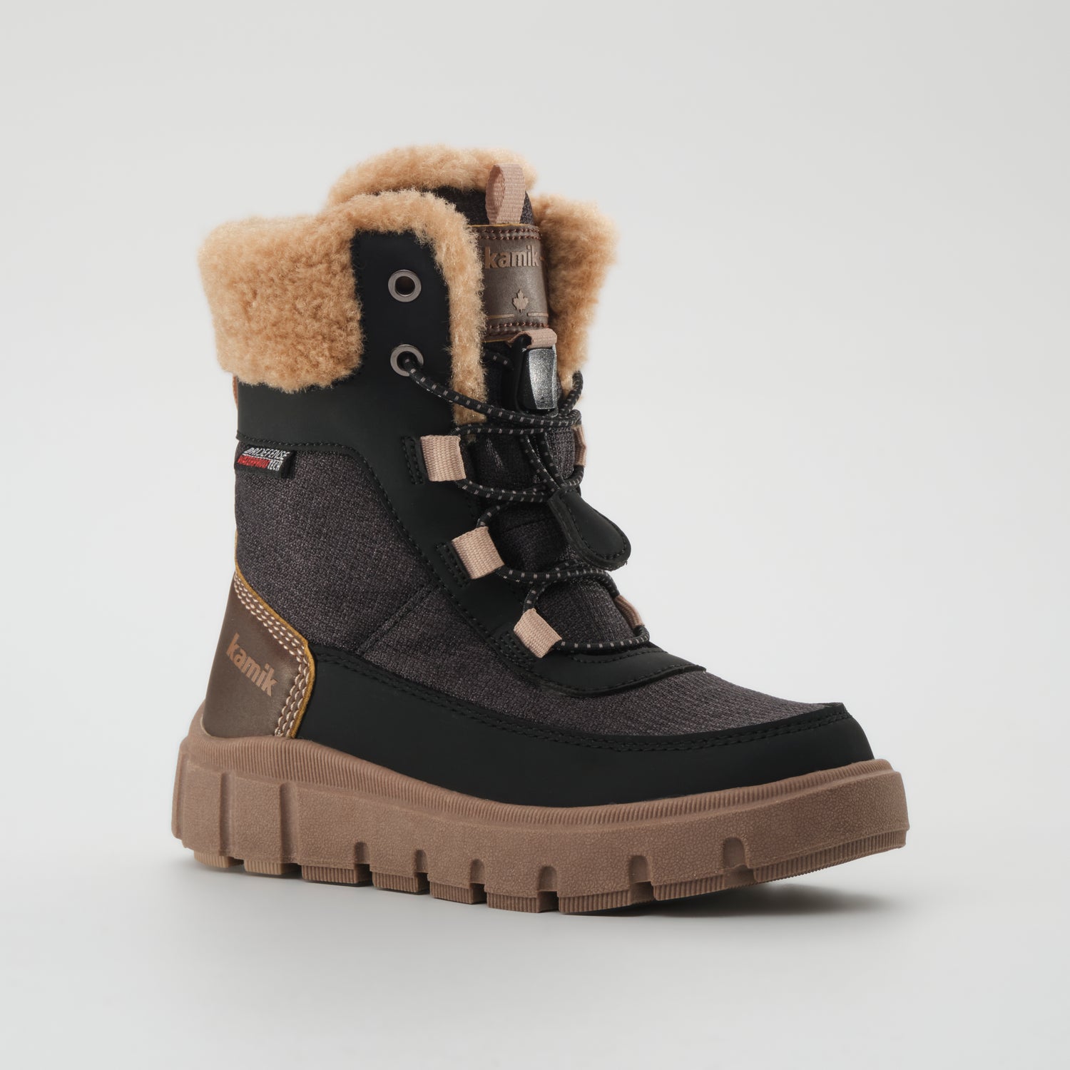 Black-Brown : Seeker F Kids Winter Boots - Main View