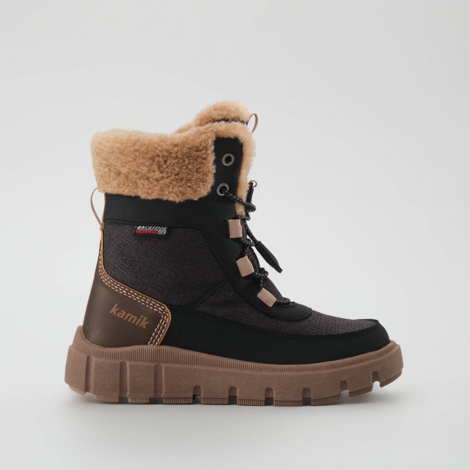 Black-Brown : Seeker F Kids Winter Boots - Side View