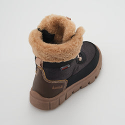 Black-Brown : Seeker F Kids Winter Boots - Three-Quarter Back View