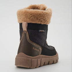 Black-Brown : Seeker F Kids Winter Boots - Three-Quarter Back View