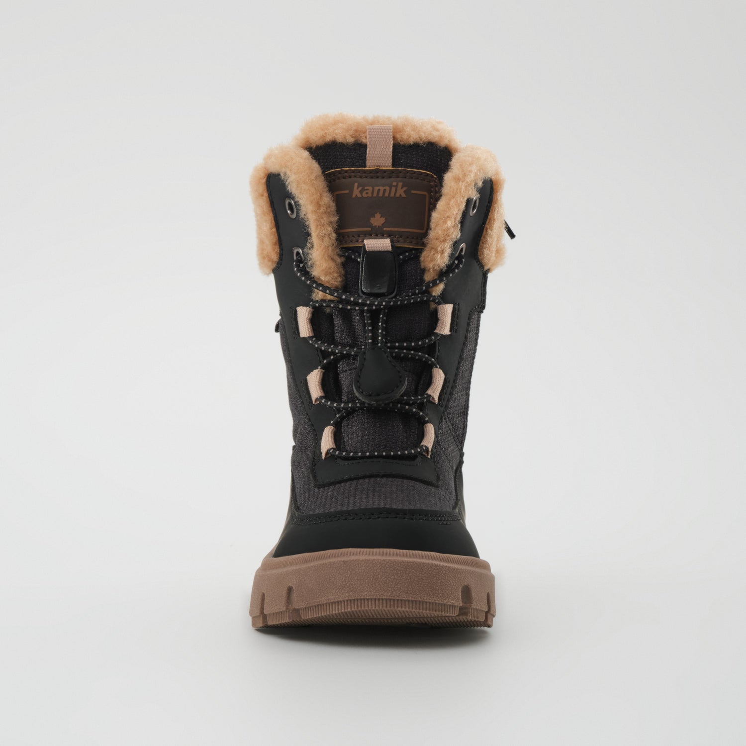 Black-Brown : Seeker F Kids Winter Boots - Front View