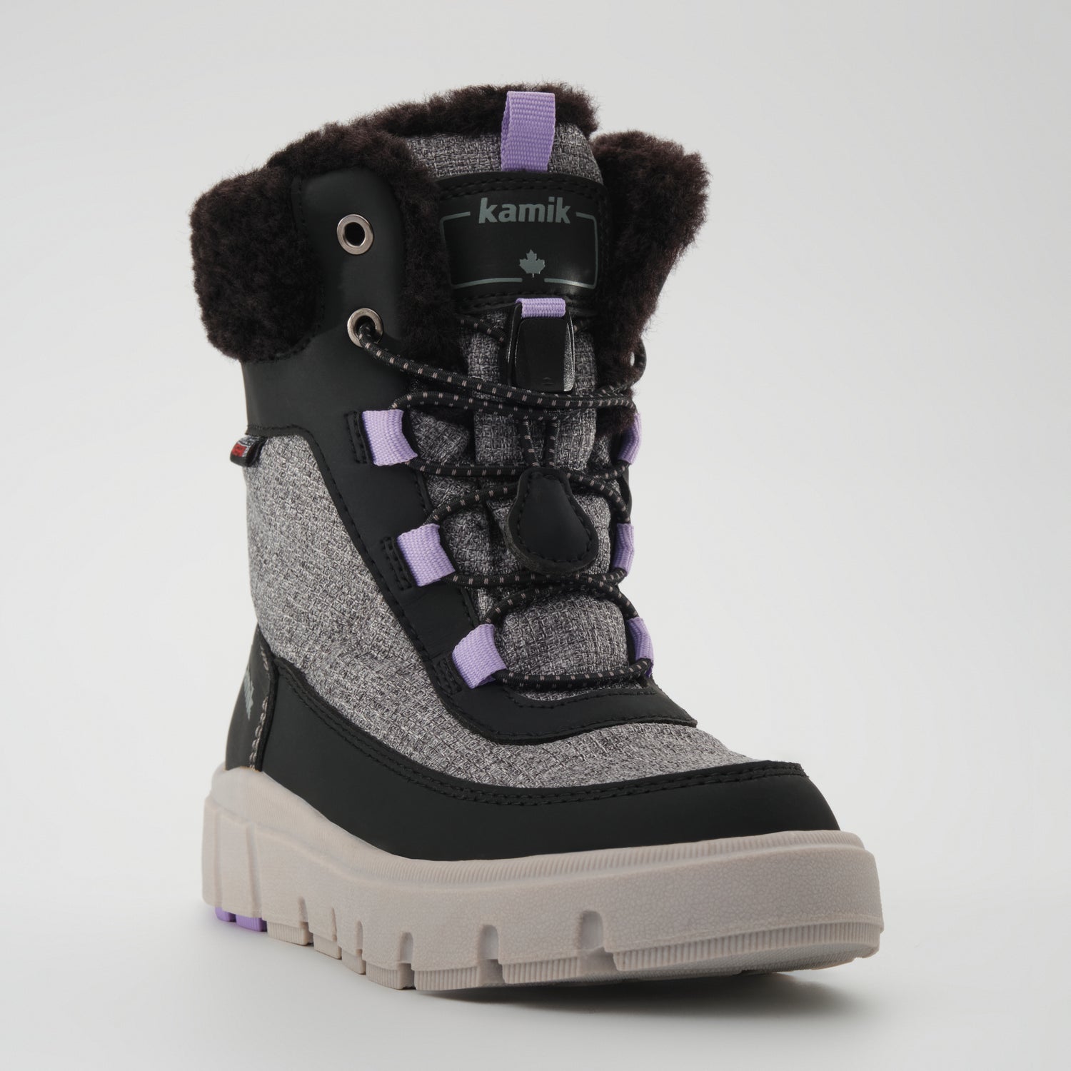 Charcoal : Seeker F Kids Winter Boots - Three-Quarter Front View