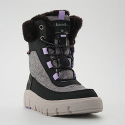 Charcoal : Seeker F Kids Winter Boots - Three-Quarter Front View