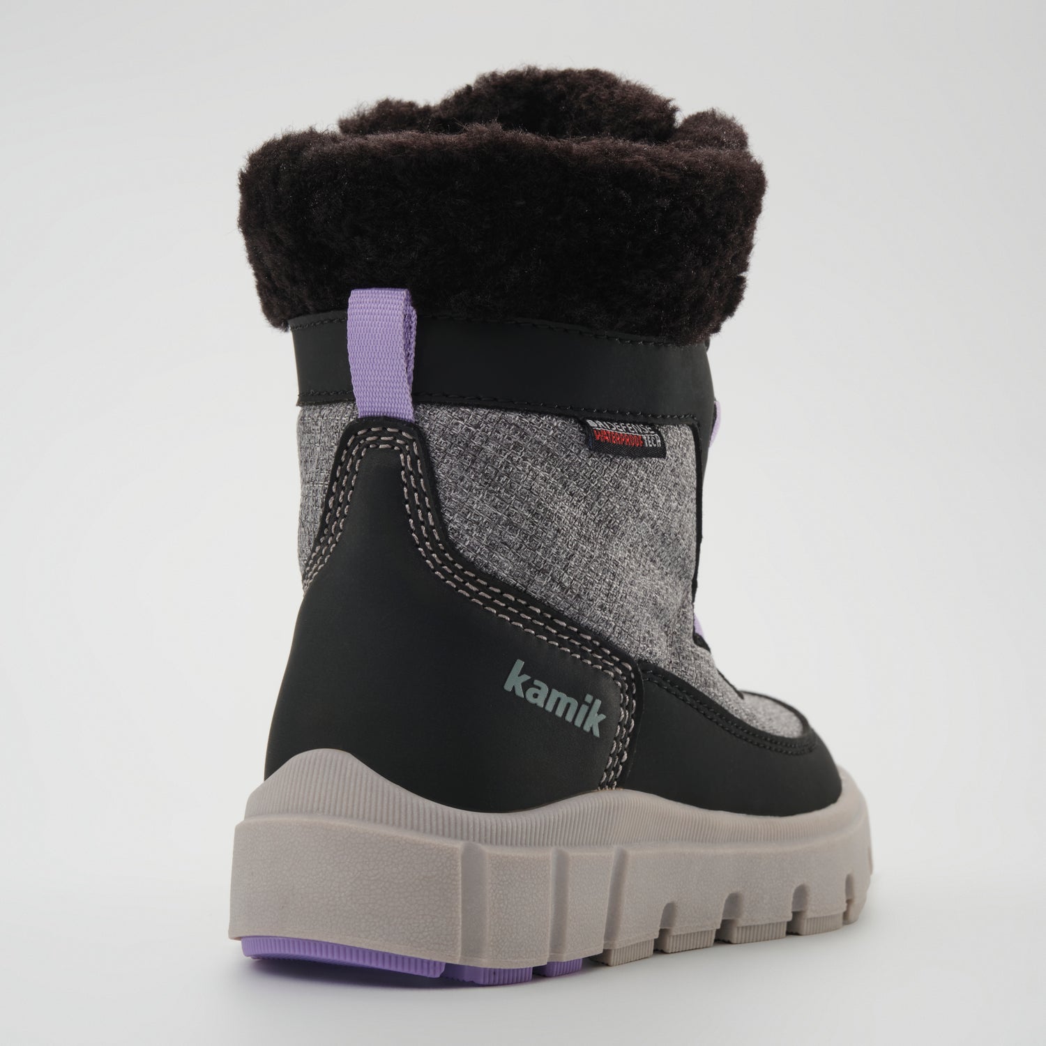 Charcoal : Seeker F Kids Winter Boots - Three-Quarter Back View
