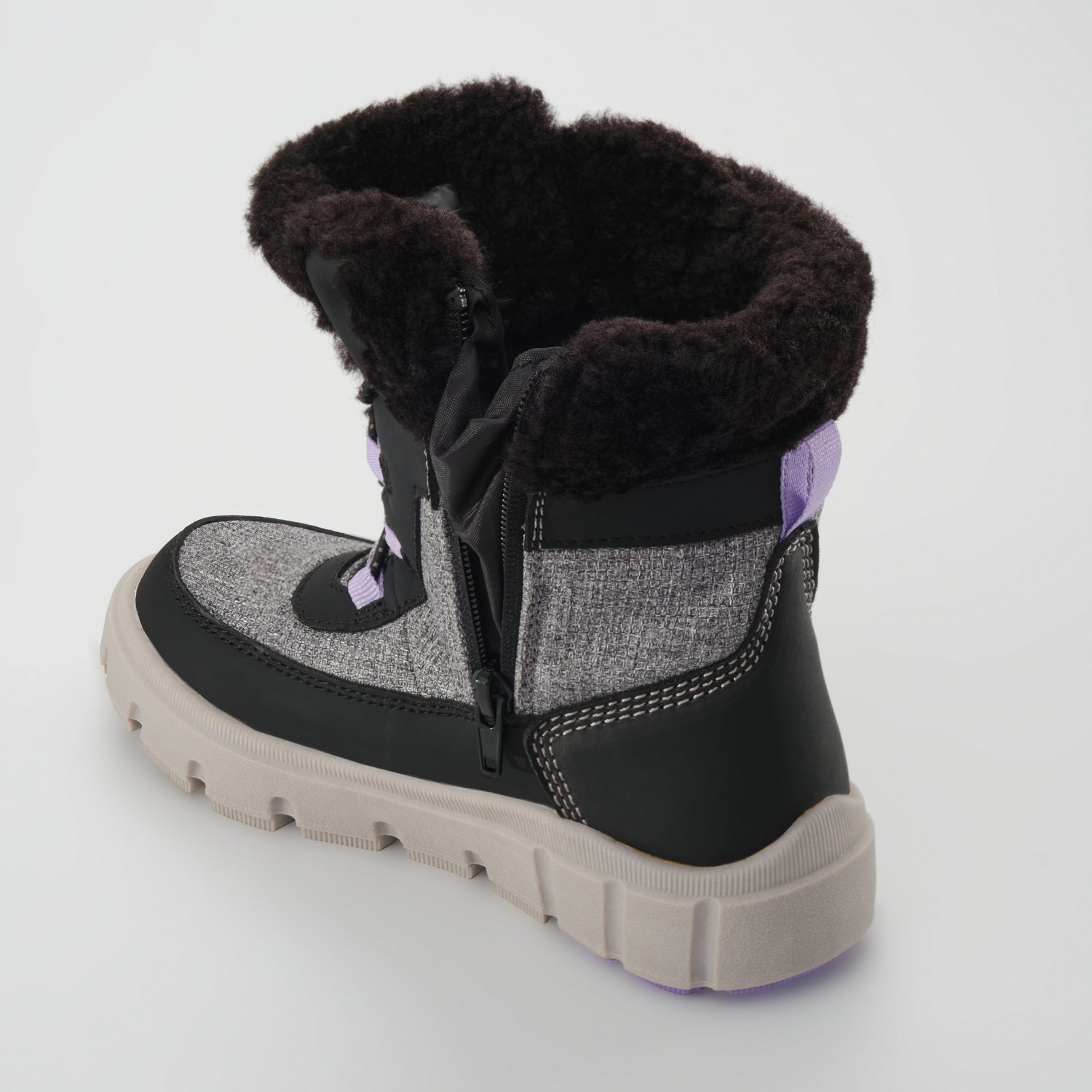 Charcoal : Seeker F Kids Winter Boots - Zipper View