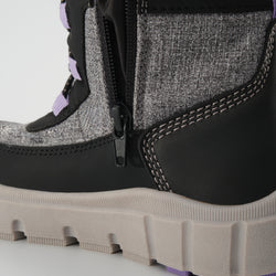 Charcoal : Seeker F Kids Winter Boots - Close-up Side View