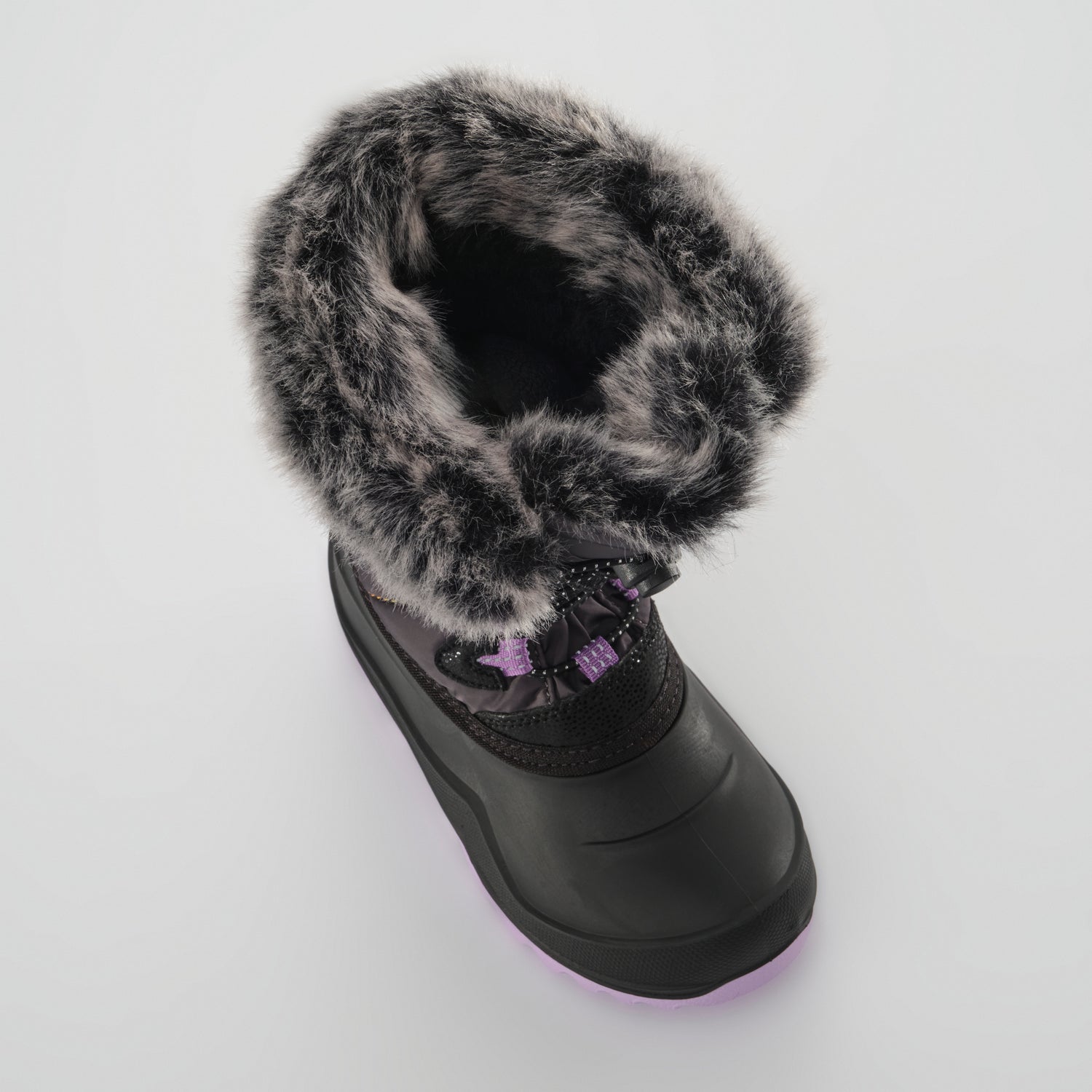 Charcoal-Purple : Snowangel Kids Winter Boots - Three-Quarter Top View