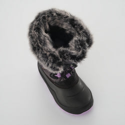Charcoal-Purple : Snowangel Kids Winter Boots - Three-Quarter Top View