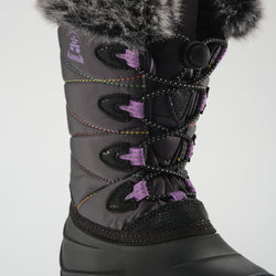 Charcoal-Purple : Snowangel Kids Winter Boots - Laces View