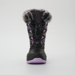 Charcoal-Purple : Snowangel Kids Winter Boots - Front View
