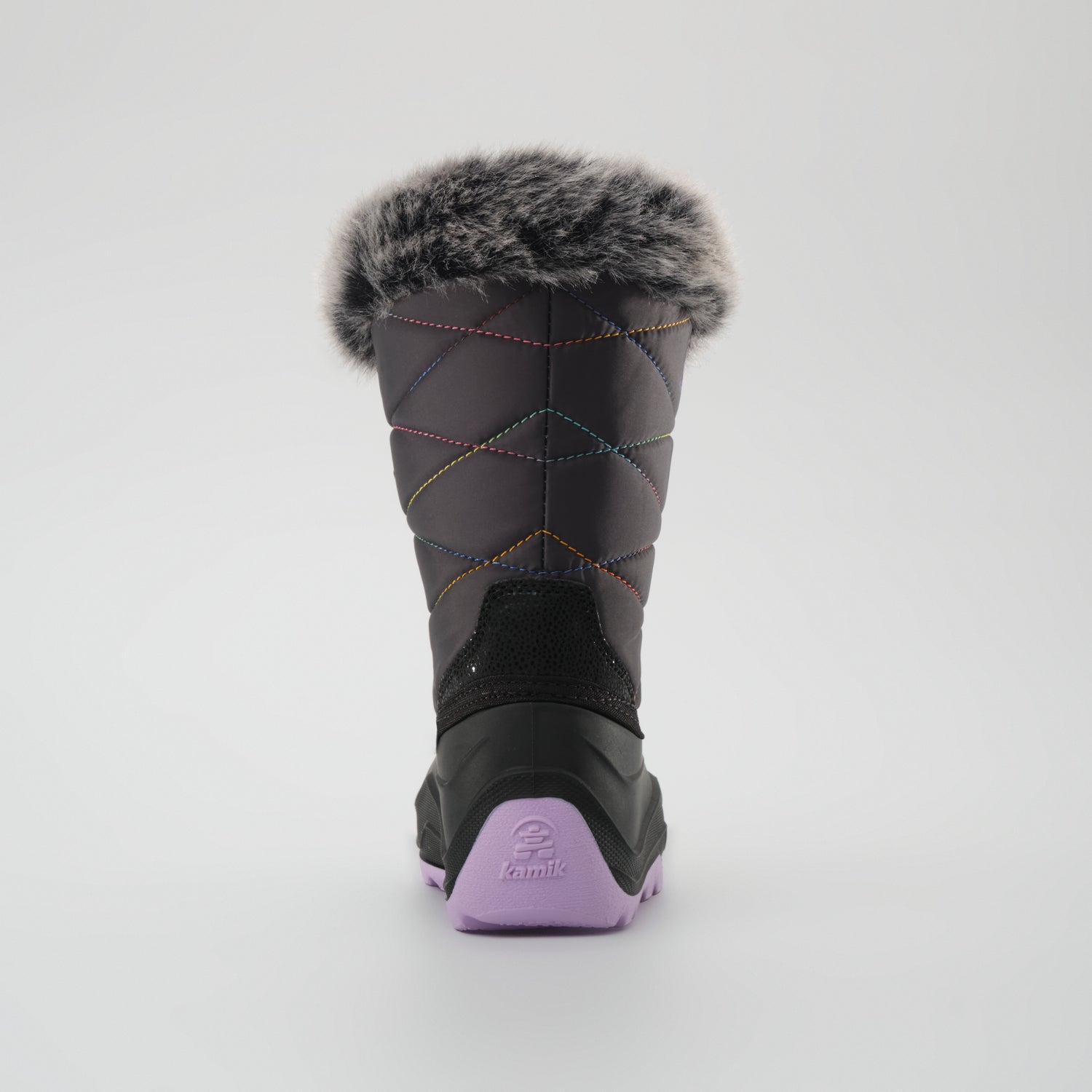 Charcoal-Purple : Snowangel Kids Winter Boots - Back View