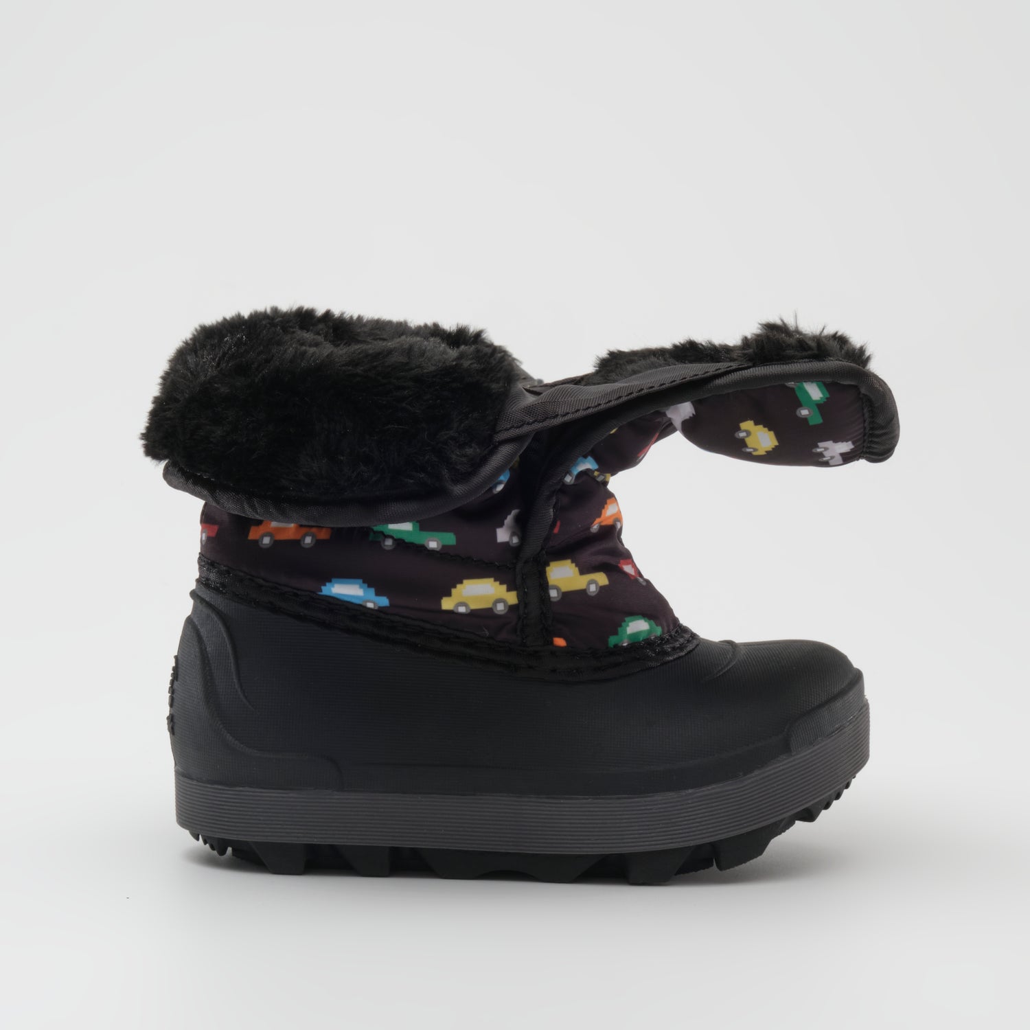 Black : Snowbug 7 Print Toddlers Winter Boots - Open Side View