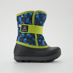 Navy-Lime : Snowbug 7 Print Toddlers Winter Boots - Side View