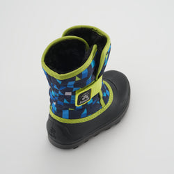 Navy-Lime : Snowbug 7 Print Toddlers Winter Boots - Three-Quarter Back View