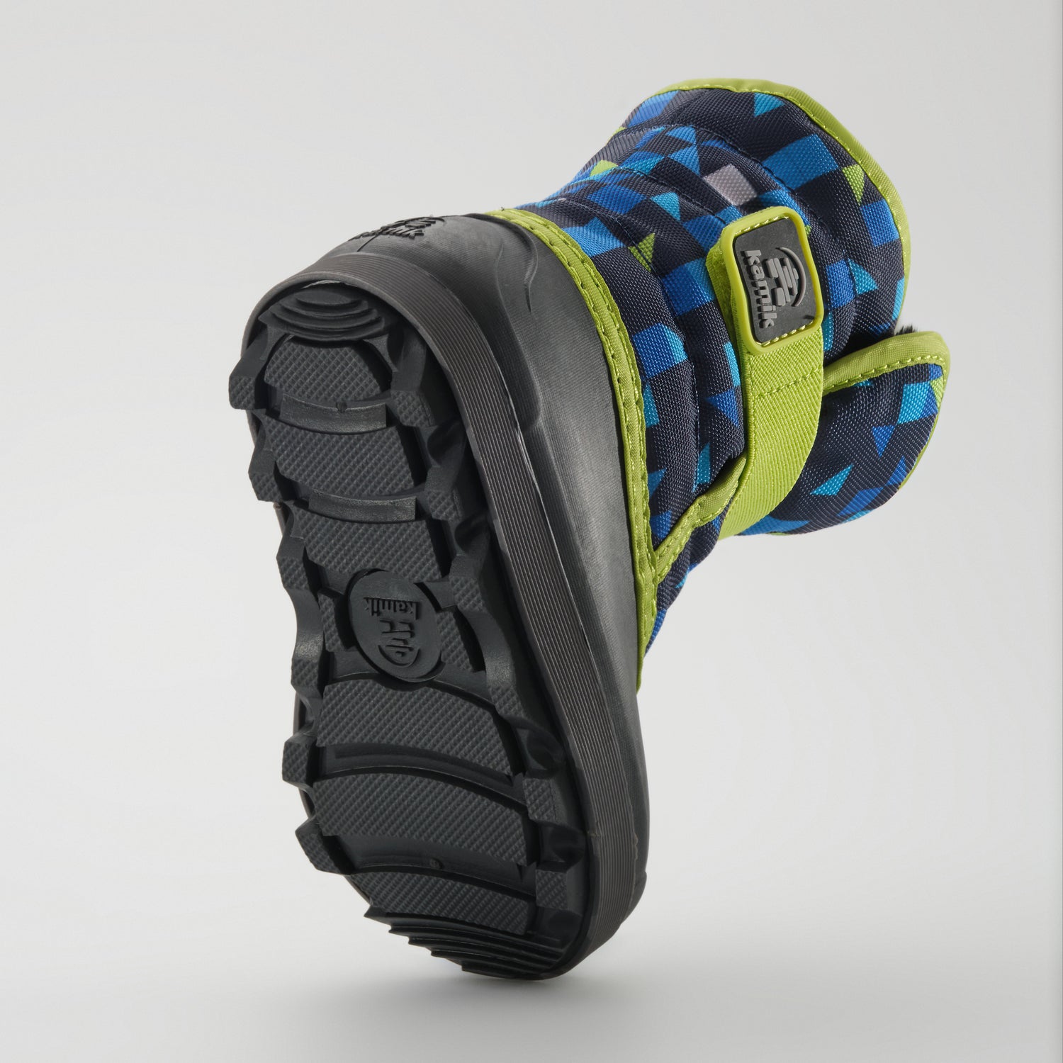 Navy-Lime : Snowbug 7 Print Toddlers Winter Boots - Outsole View