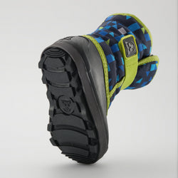 Navy-Lime : Snowbug 7 Print Toddlers Winter Boots - Outsole View