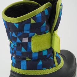 Navy-Lime : Snowbug 7 Print Toddlers Winter Boots - Velcro View