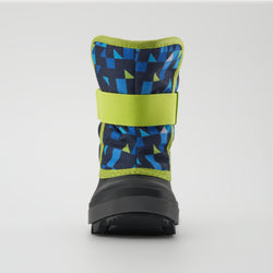 Navy-Lime : Snowbug 7 Print Toddlers Winter Boots - Front View