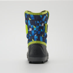 Navy-Lime : Snowbug 7 Print Toddlers Winter Boots - Back View