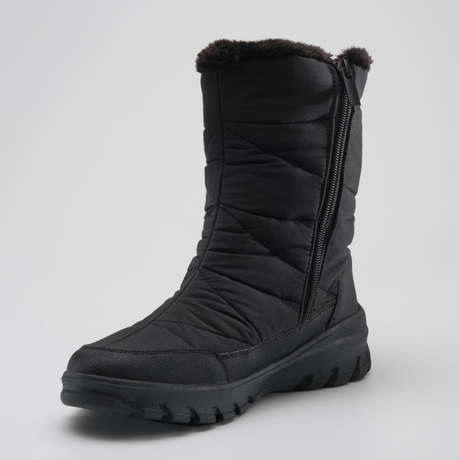 Black : Snowdon Zip Women's Winter Boots - Three-Quarter Front View
