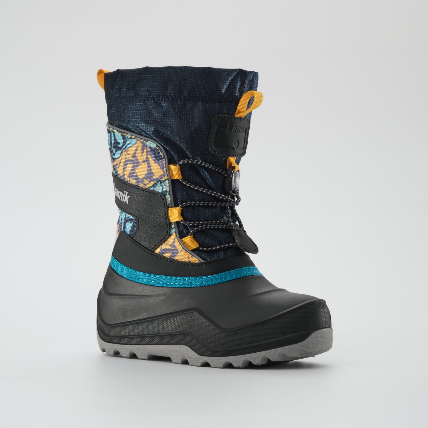 Navy-Yellow : Snowfall P 3 Kids Winter Boots - Main View