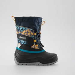 Navy-Yellow : Snowfall P 3 Kids Winter Boots - Side View