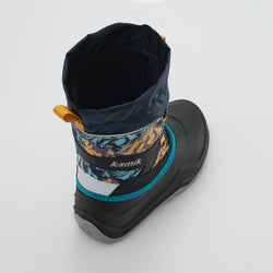 Navy-Yellow : Snowfall P 3 Kids Winter Boots - Three-Quarter Top View