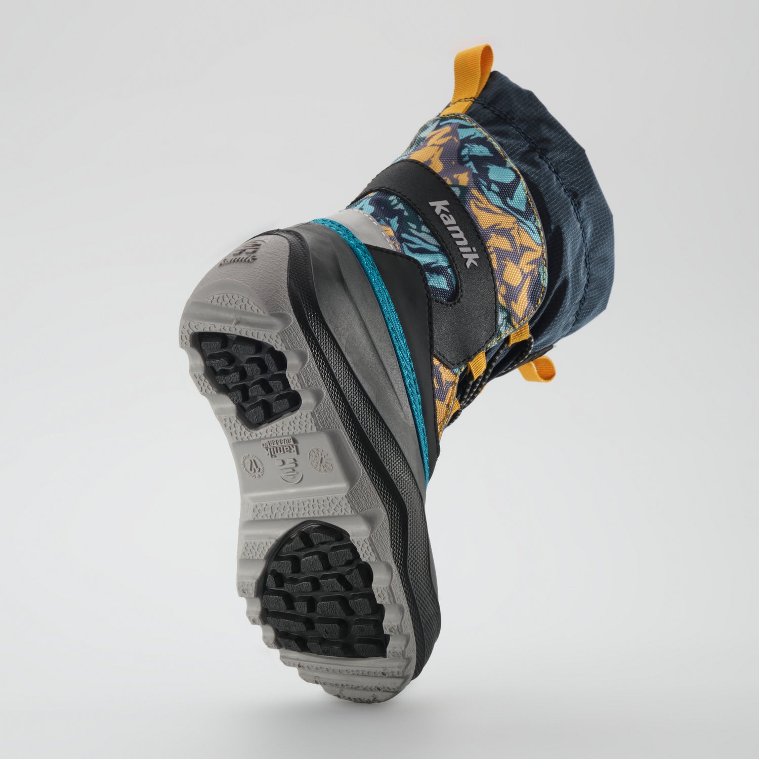 Navy-Yellow : Snowfall P 3 Kids Winter Boots - Outsole View