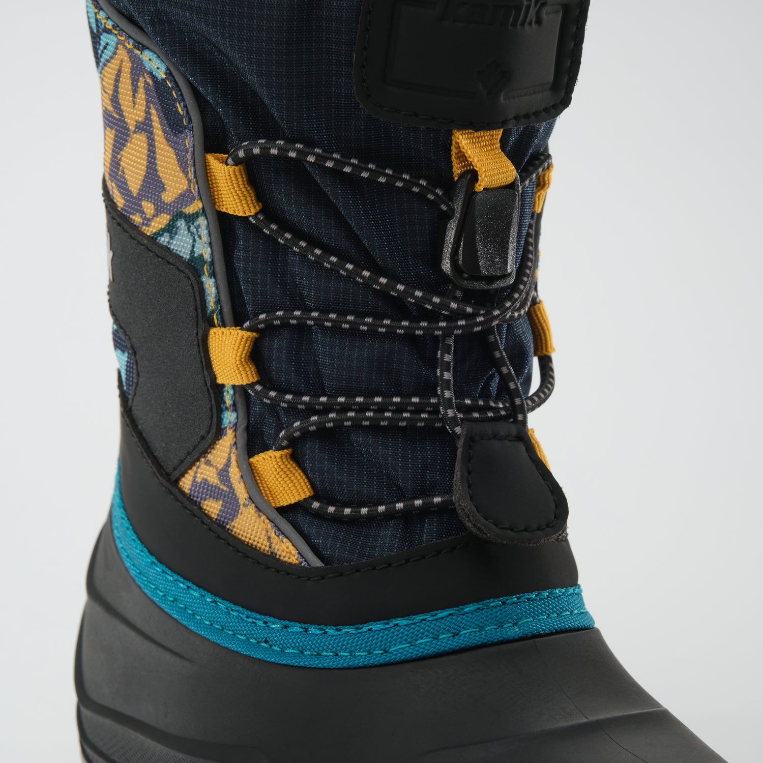 Navy-Yellow : Snowfall P 3 Kids Winter Boots - Laces View