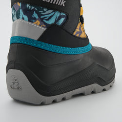 Navy-Yellow : Snowfall P 3 Kids Winter Boots - Close-up Back View