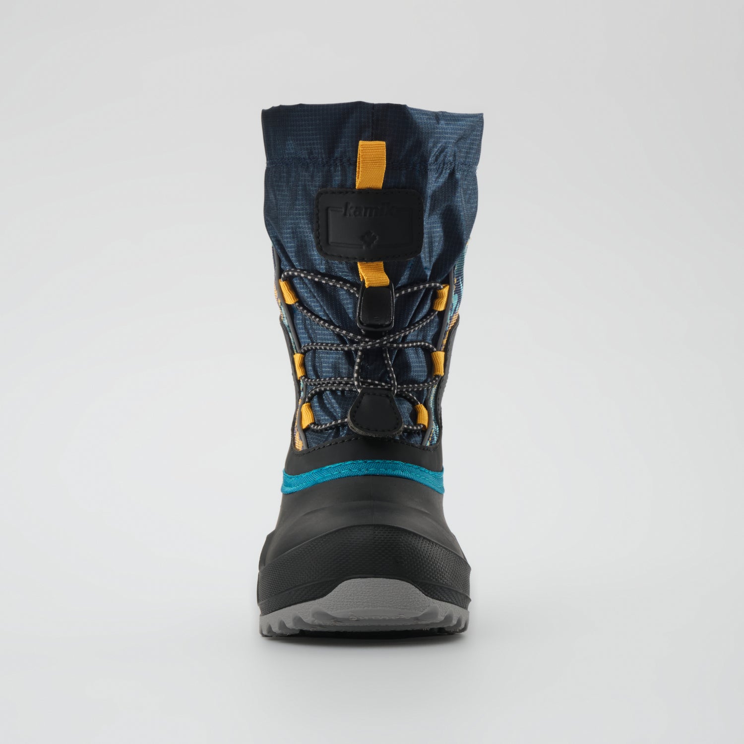Navy-Yellow : Snowfall P 3 Kids Winter Boots - Front View