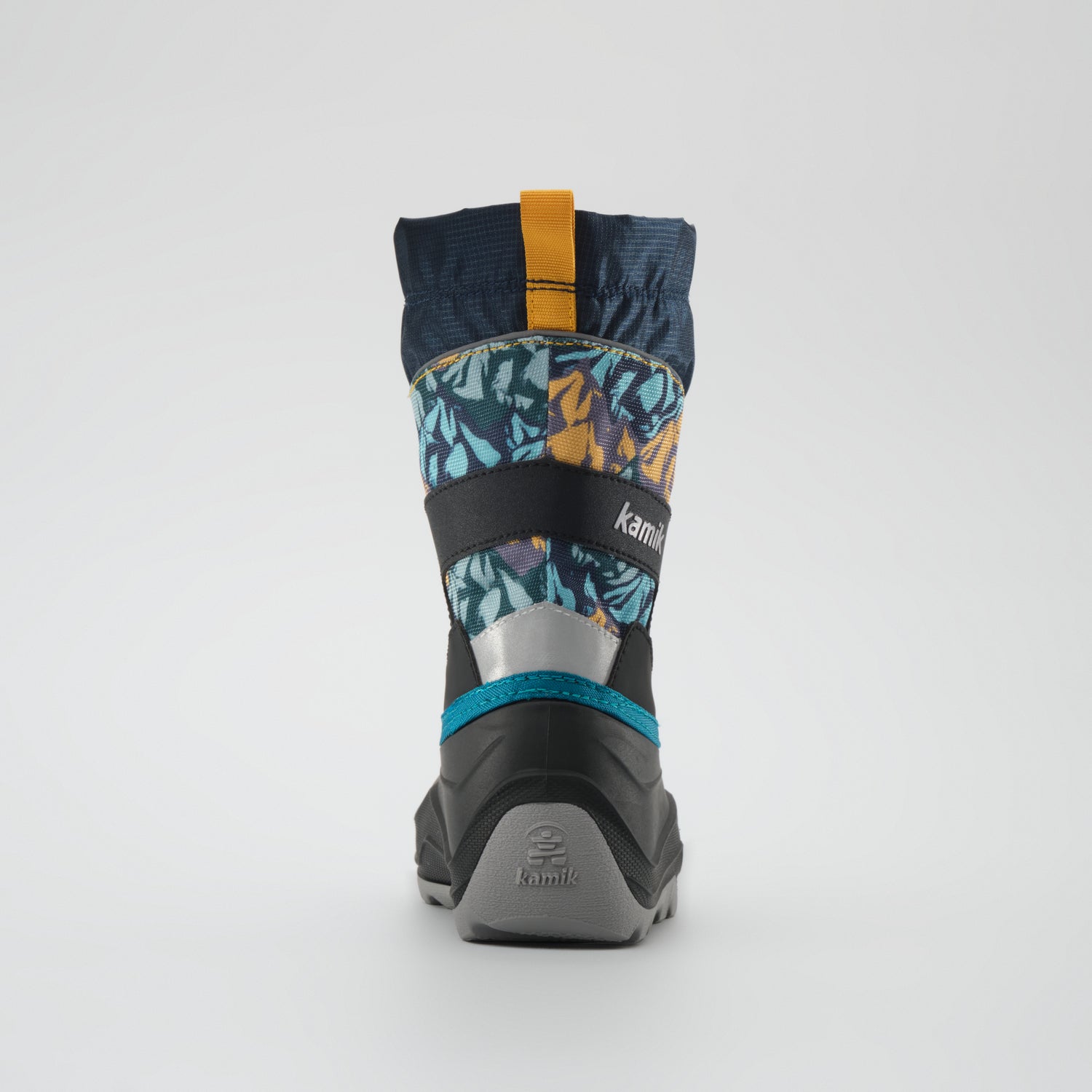 Navy-Yellow : Snowfall P 3 Kids Winter Boots - Back View